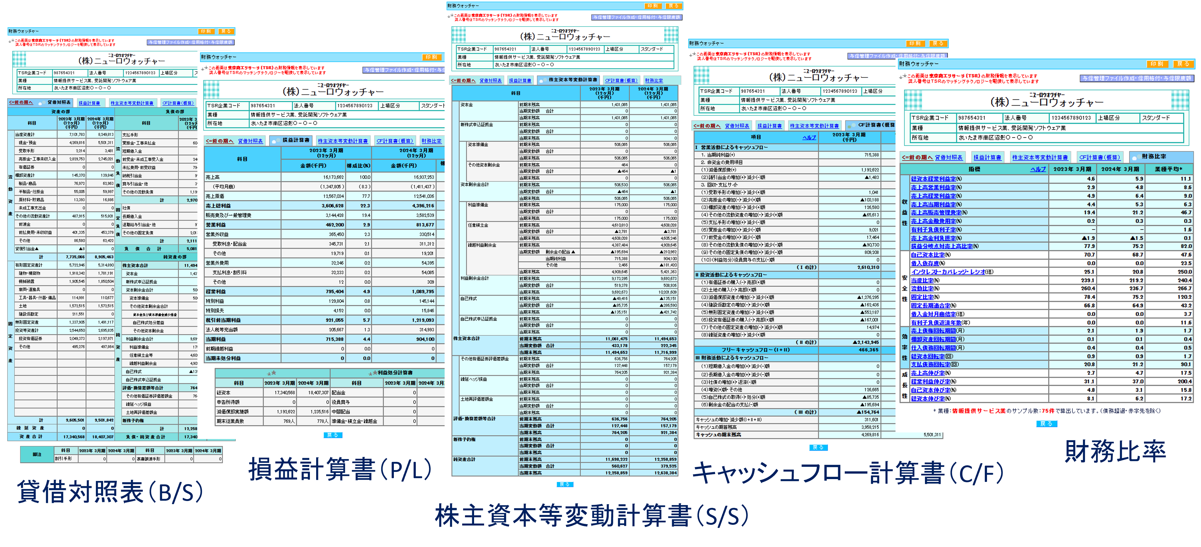 「財務情報照会」の詳細画面